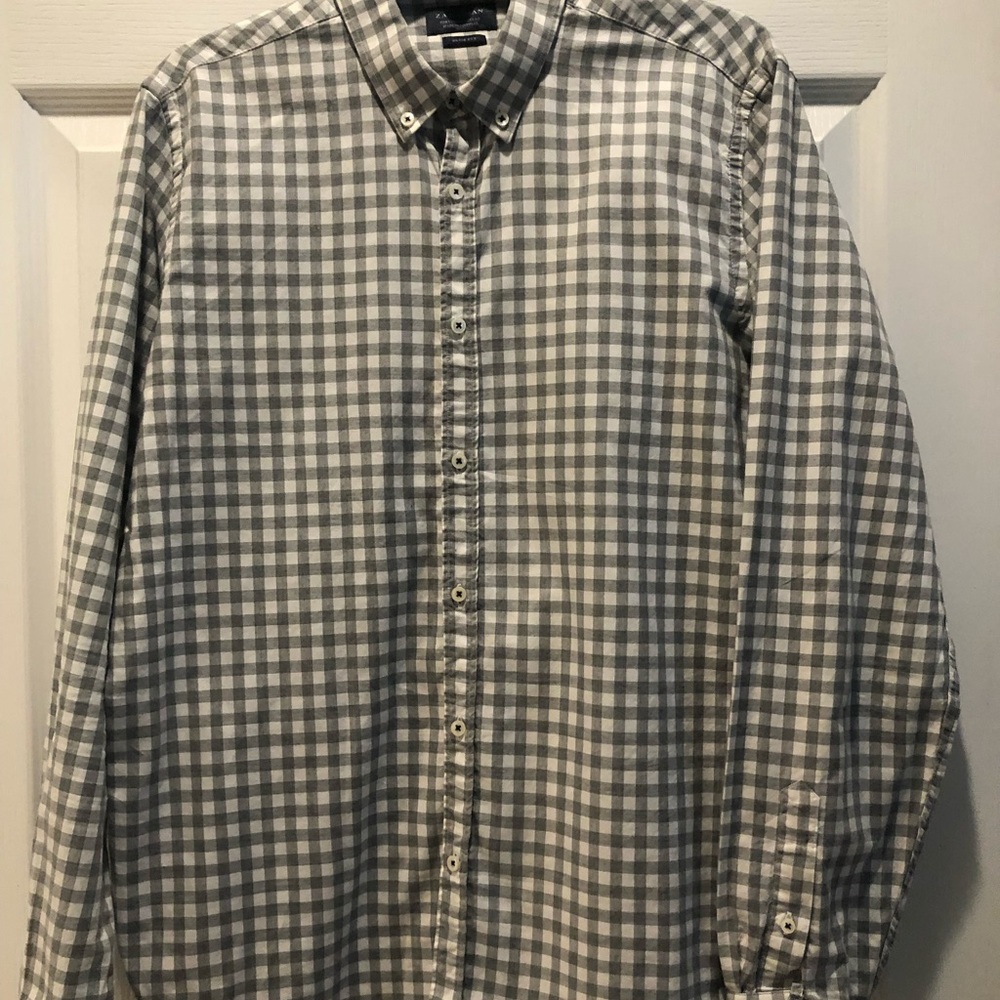 Classic Gray Gingham Men's Shirt